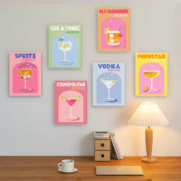Mini Paint by Numbers 6 Pieces - Glamorous Drinks