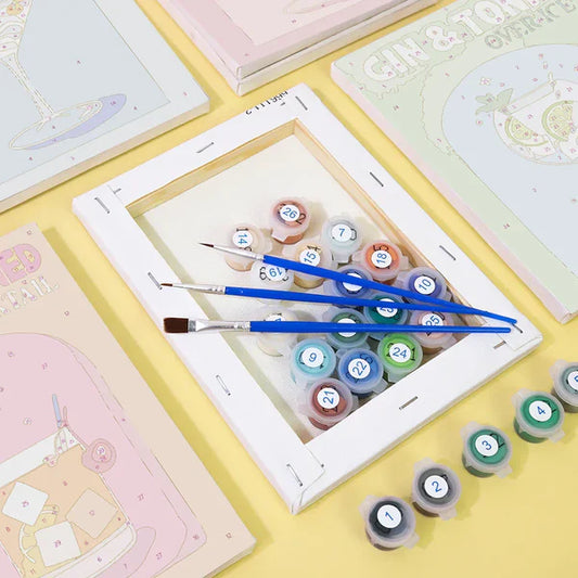 Mini Paint by Numbers 6 Pieces - Glamorous Drinks