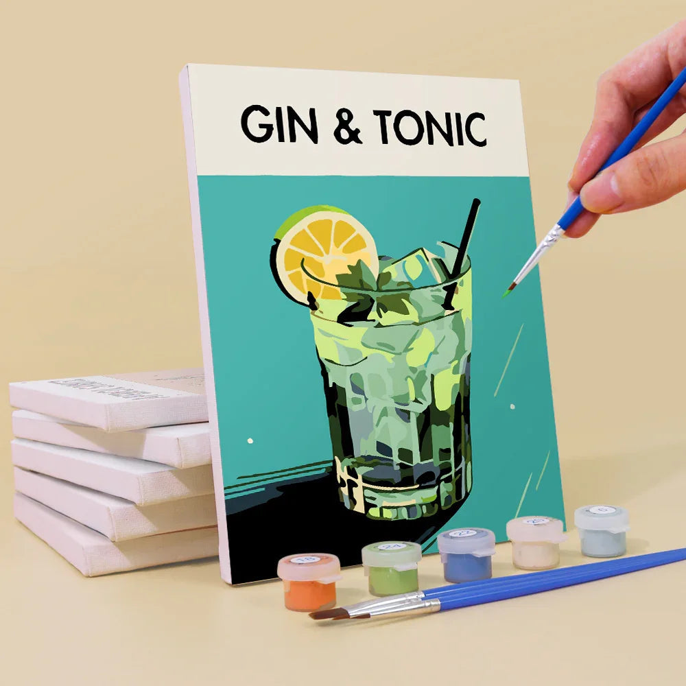 Mini Paint by Numbers 6 Pieces - Classic Cocktails