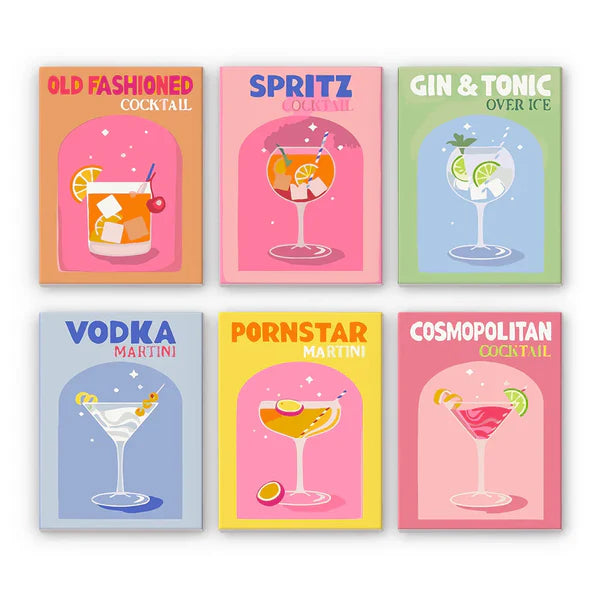 Mini Paint by Numbers 6 Pieces - Classic Cocktails
