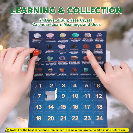 2025 Christmas Advent Calendar with 24 Natural Gemstones and Healing Stones