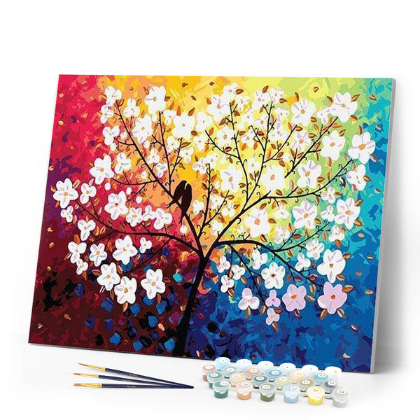 Blooming Tree and Birds in Spring