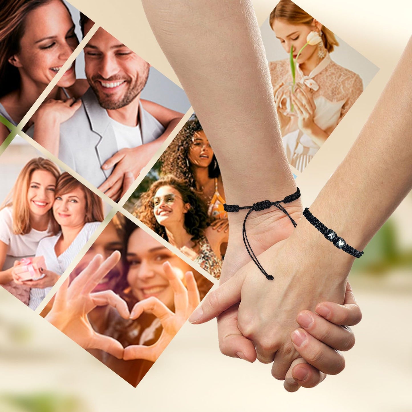 Adjustable Alphabet Bracelet,Cute Anniversary Couple Gifts,Valentine's Day Gift for Boyfriend Girlfriend Wife Husband