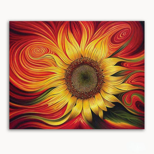 Red Sunflower Paint By Numbers