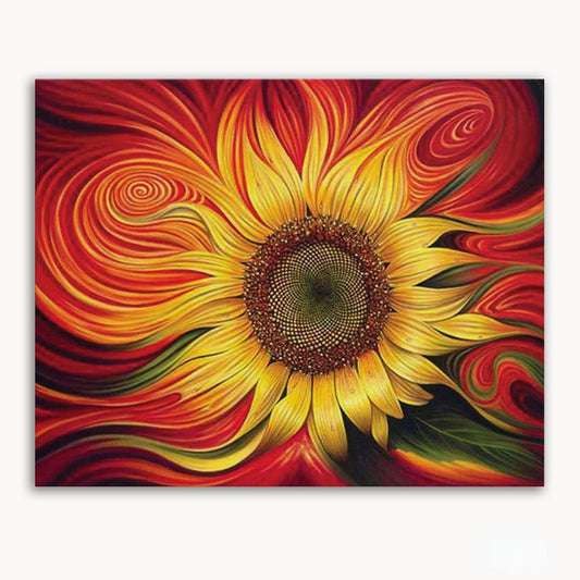 Red Sunflower Paint By Numbers