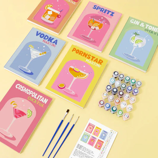 Mini Paint by Numbers 6 Pieces - Glamorous Drinks