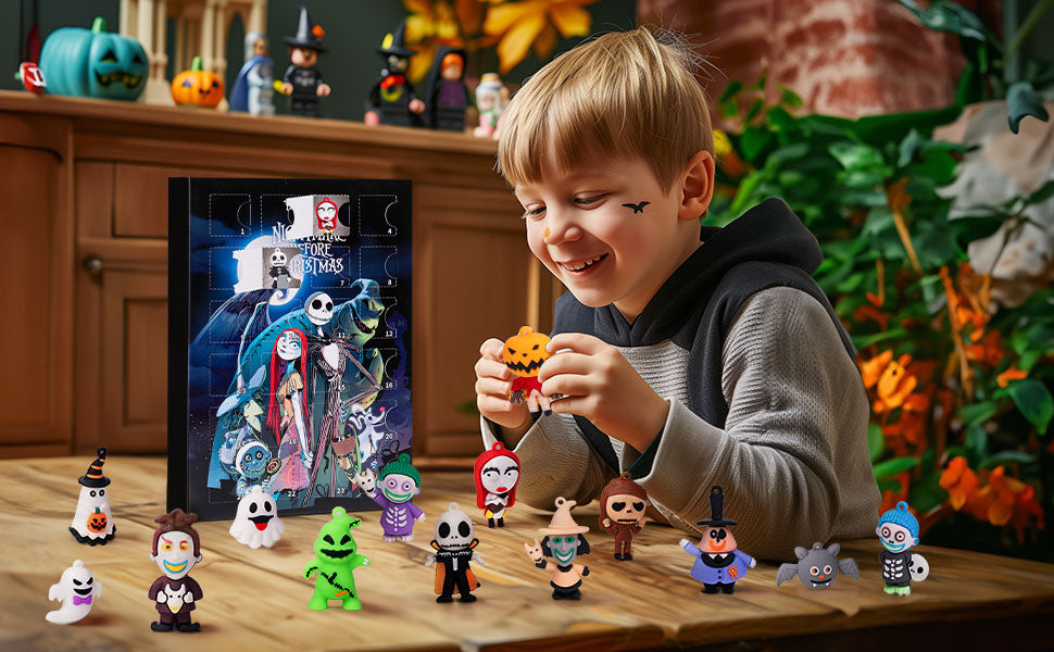 2025 Halloween Countdown Calendar Decoration Gift - 24 Collectible Figures and Toys