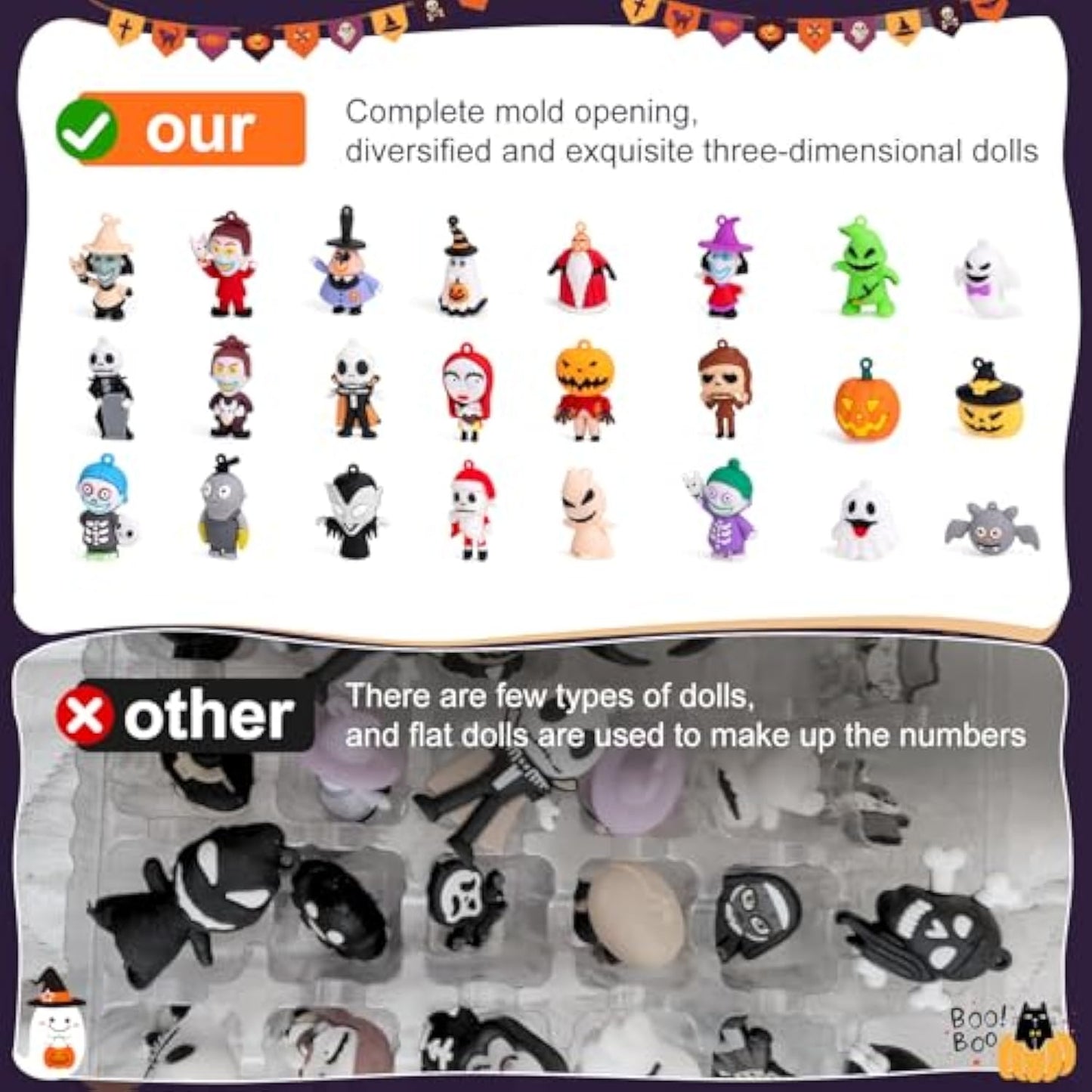 2025 Halloween Countdown Calendar Decoration Gift - 24 Collectible Figures and Toys