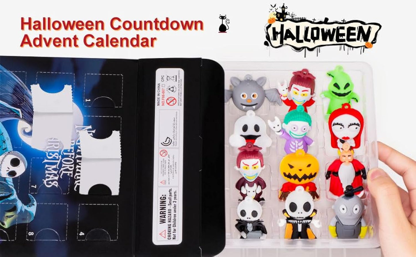 2025 Halloween Countdown Calendar Decoration Gift - 24 Collectible Figures and Toys