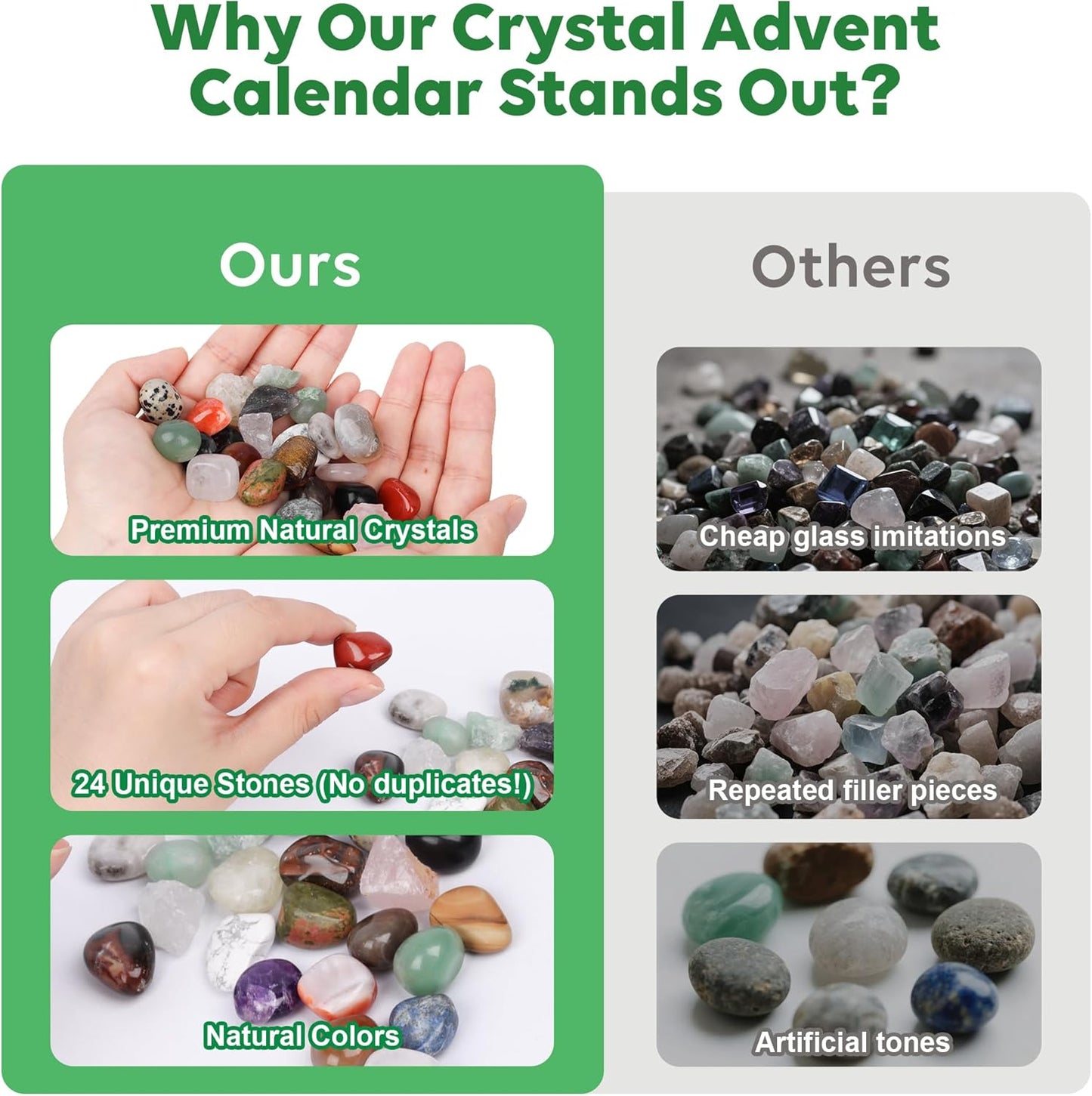 2025 Christmas Advent Calendar with 24 Natural Gemstones and Healing Stones