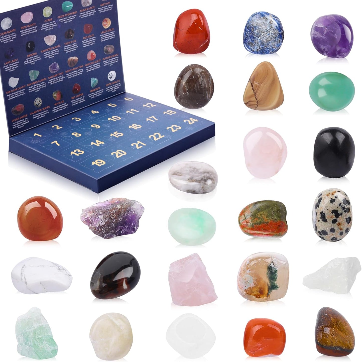 2025 Christmas Advent Calendar with 24 Natural Gemstones and Healing Stones