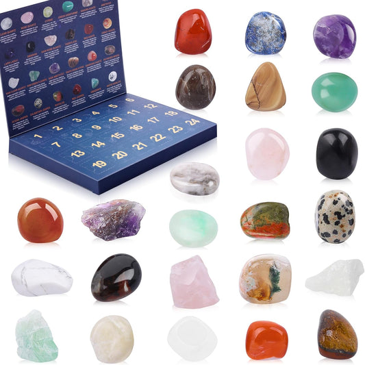 2025 Christmas Advent Calendar with 24 Natural Gemstones and Healing Stones
