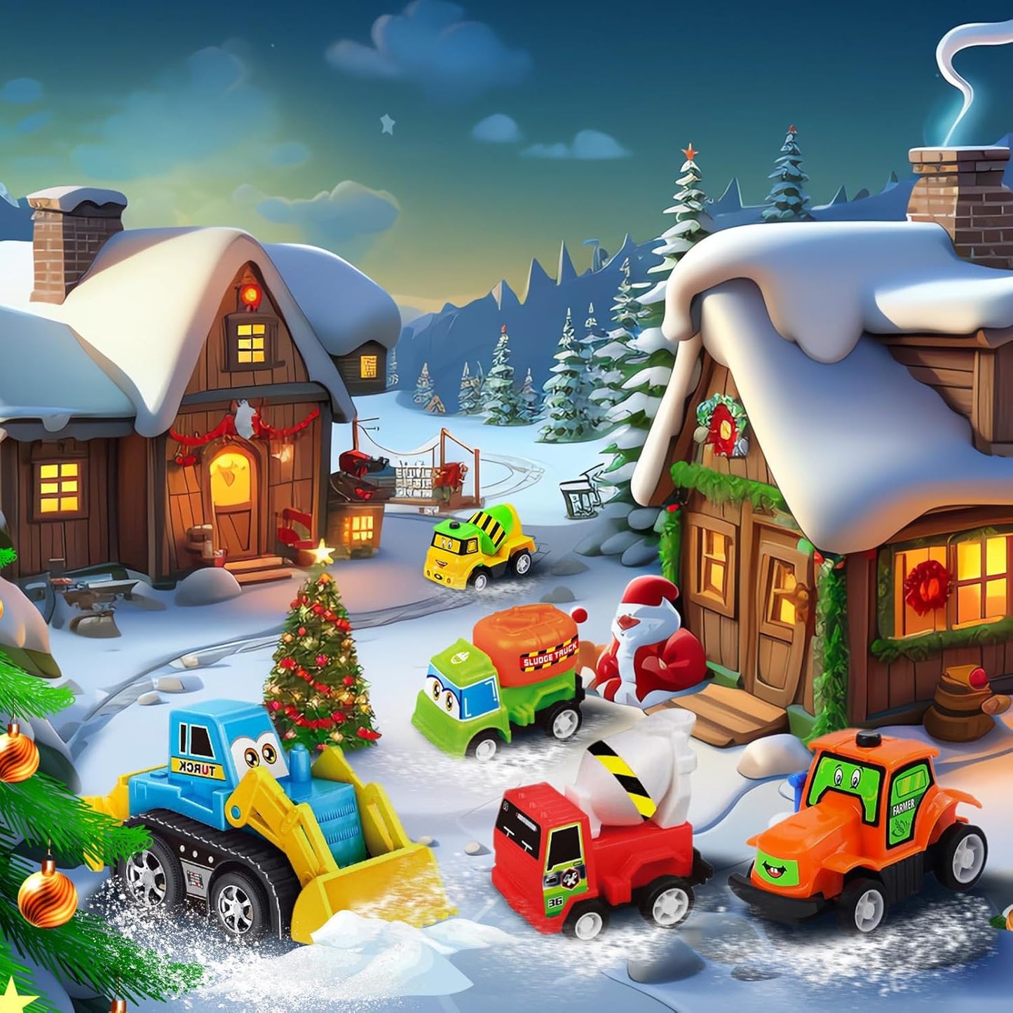 2025 Christmas Countdown Calendar - with Pull-Back Car and Holiday Gifts