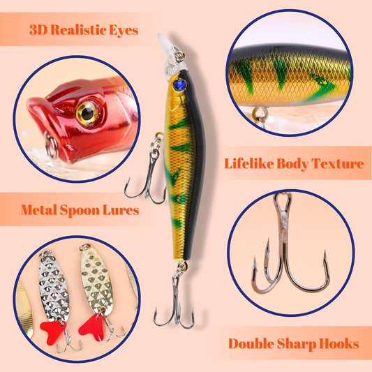 Christmas Countdown Fishing Advent Calendar - 24 Days of Fishing Lure Set, Surprise Gift