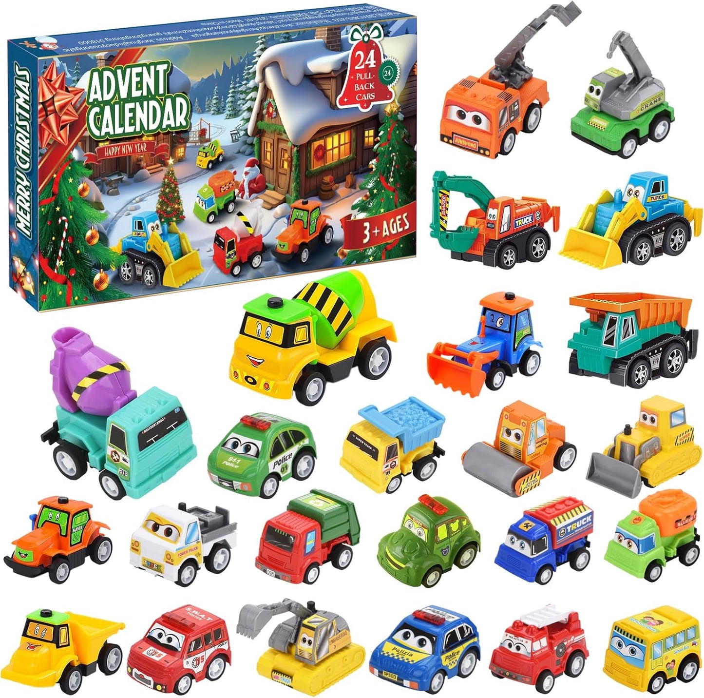 2025 Christmas Countdown Calendar - with Pull-Back Car and Holiday Gifts