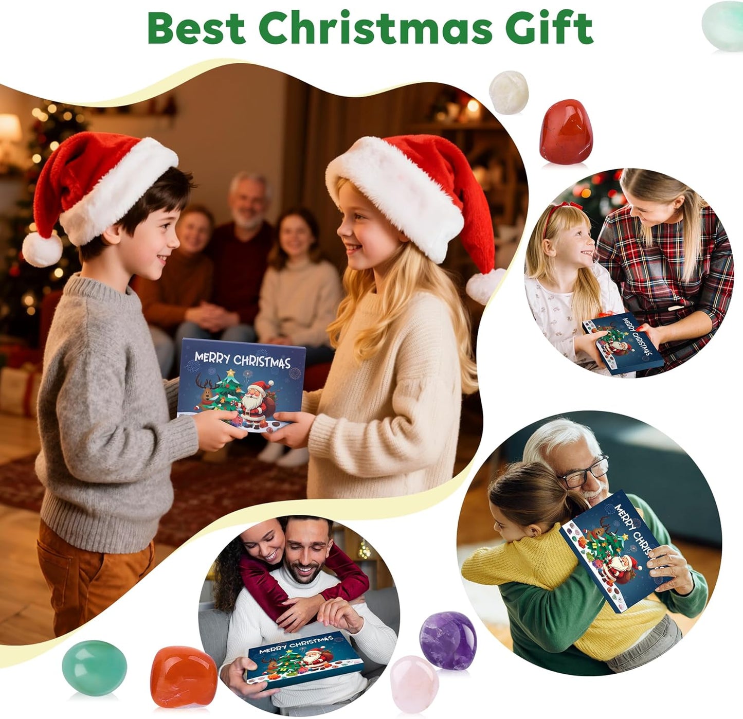 2025 Christmas Advent Calendar with 24 Natural Gemstones and Healing Stones