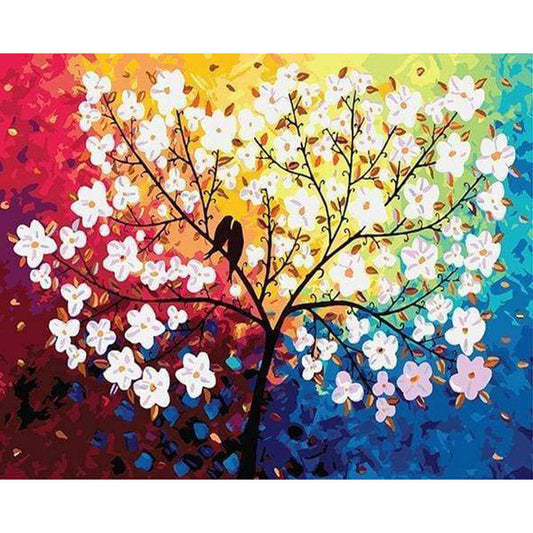 Blooming Tree and Birds in Spring