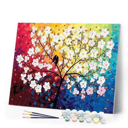 Blooming Tree and Birds in Spring