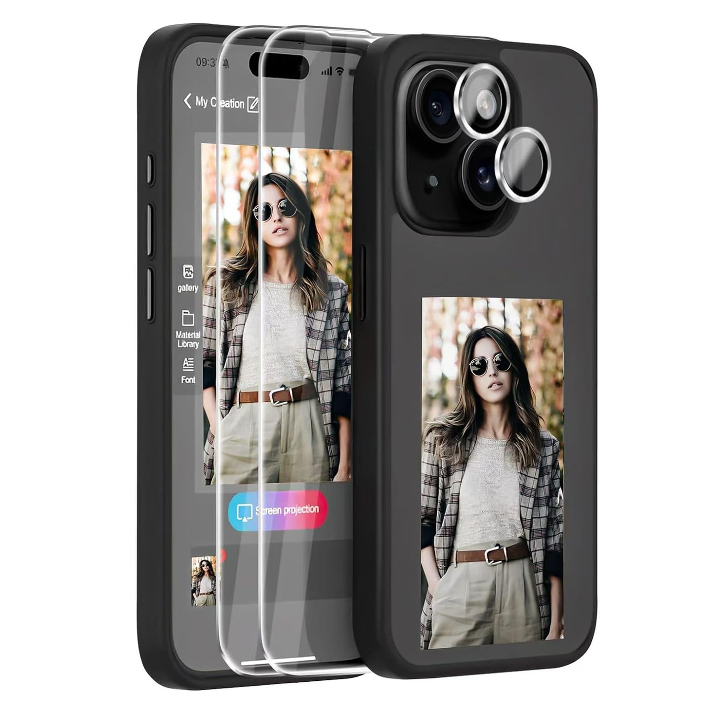 Smart E ink Pro NFC Phone Case for iPhone 13/14/15/16/17 Series - E Ink Display, Customizable Back Cover