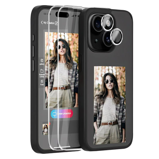 Smart E ink Pro NFC Phone Case for iPhone 13/14/15/16/17 Series - E Ink Display, Customizable Back Cover