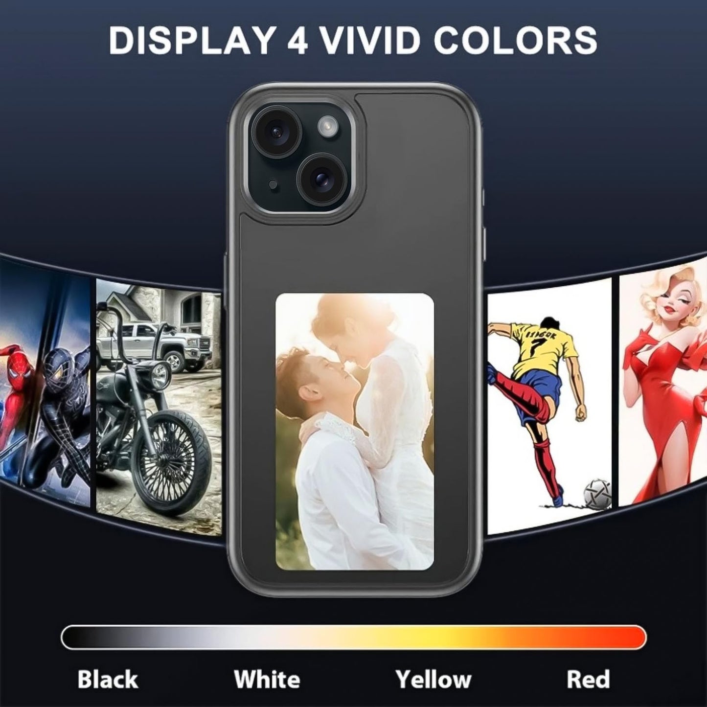 Smart E ink Pro NFC Phone Case for iPhone 13/14/15/16/17 Series - E Ink Display, Customizable Back Cover