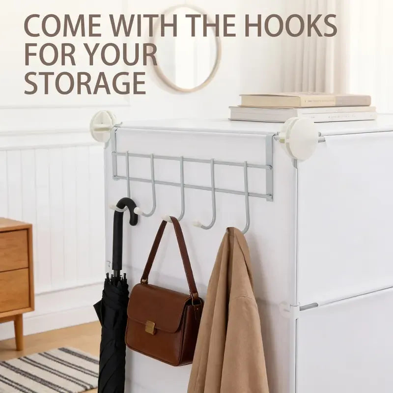 Today Only: $39｜6/8-tier shoe cabinet, 24/32-tier capacity, with side hooks, sturdy metal frame, and black and white plastic panel shelves. Suitable for entryways, living rooms, and walk-in closets