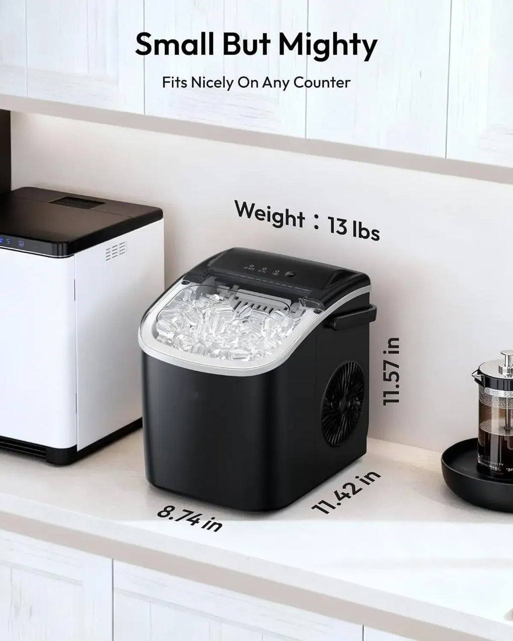 Ice Maker Countertop with Handle, 26lbs in 24Hrs, 9 Ice Cubes Ready in 6 Mins, Auto-Cleaning Portable Ice Maker with Basket and Scoop, for Home/Kitchen/Camping/RV. (2026 New) Utensils