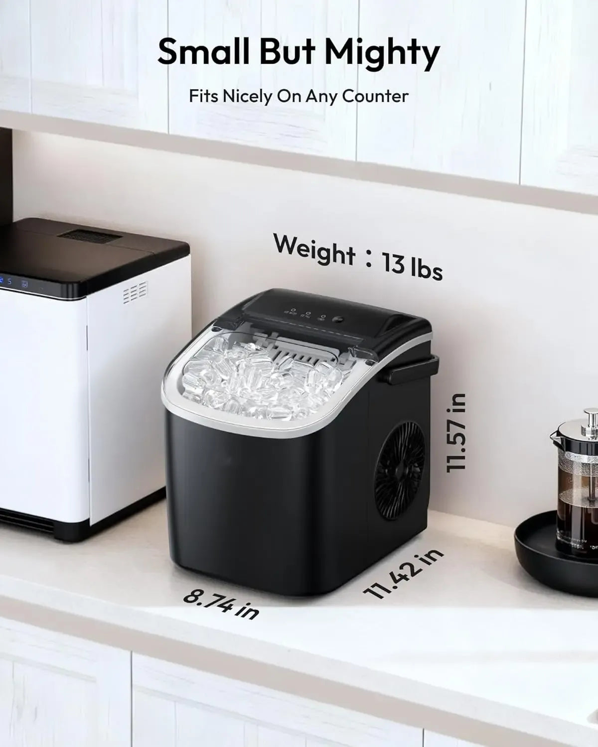 Ice Maker Countertop with Handle, 26lbs in 24Hrs, 9 Ice Cubes Ready in 6 Mins, Auto-Cleaning Portable Ice Maker with Basket and Scoop, for Home/Kitchen/Camping/RV. (2026 New) Utensils