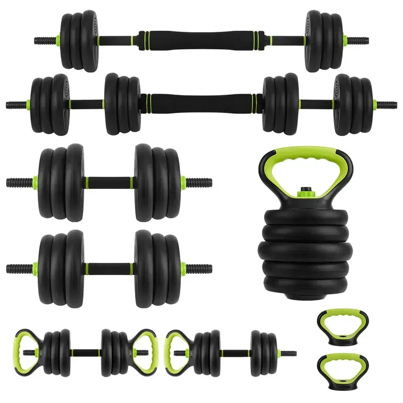 Adjustable Dumbbells(19-Piece Set), 44Lbs Free Weight Set with Connector, 4 In1 Weight Dumbbell Set Used As Kettlebells, Barbell, Push Up Stand, Fitness Exercise for Home Gym Suitable Men/Women,Green
