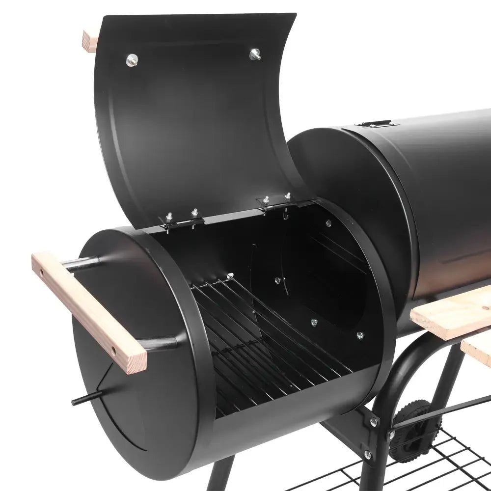 BBQ Charcoal Grill, Outdoor Patio Barbecue Cooker With Offset Smoker, Wheels And Tray For Balcony Picnics, Party And Camping