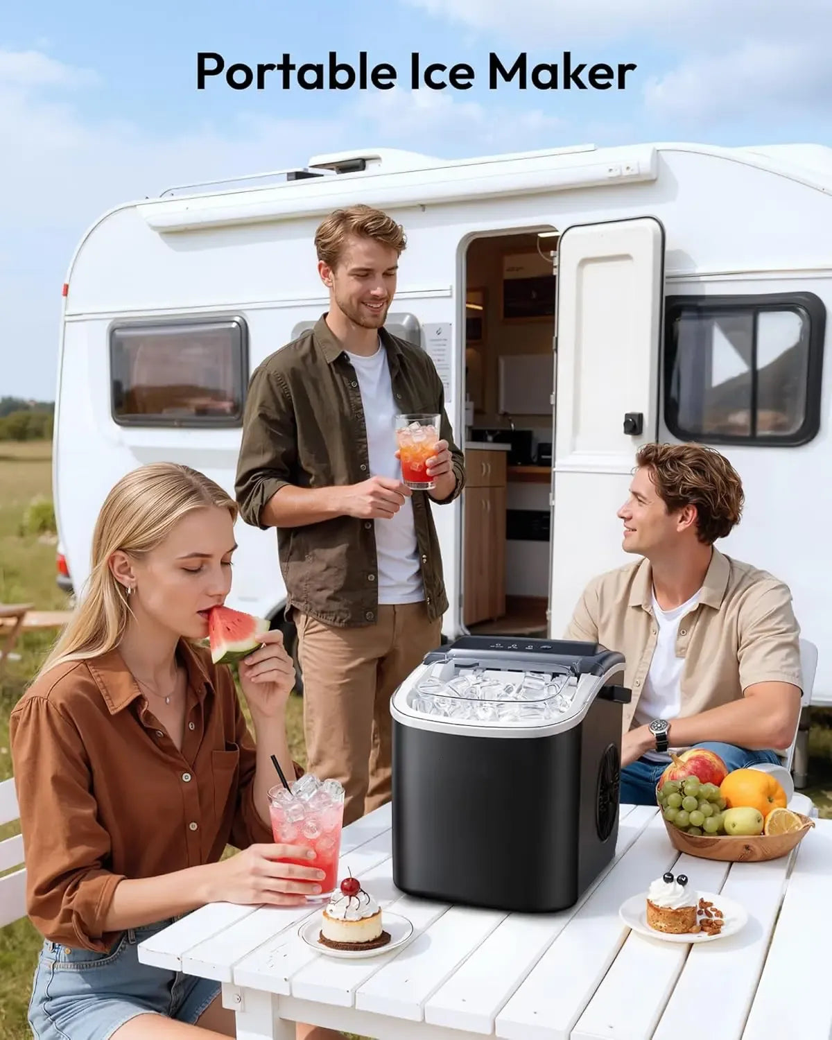 Ice Maker Countertop with Handle, 26lbs in 24Hrs, 9 Ice Cubes Ready in 6 Mins, Auto-Cleaning Portable Ice Maker with Basket and Scoop, for Home/Kitchen/Camping/RV. (2026 New) Utensils