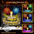 DIY Age Birthday Cards Fireworks Pop Up Cake Light and Music Black and Gold Happy Birthday Card Gift for Husband, Men, Women, Mom, Grandma