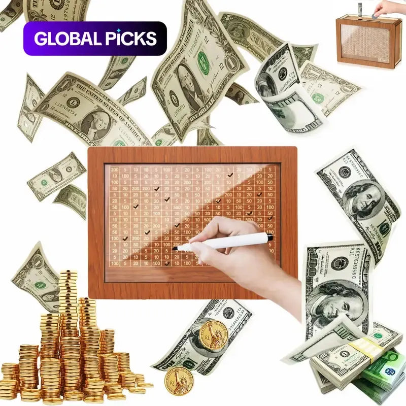 Today Only: $19.9｜Wooden Cash Saving Box, Piggybank, 1/20pcs Cash Saving Challenge Money Organizer Box, Gift for Friends, Wooden Savings Box