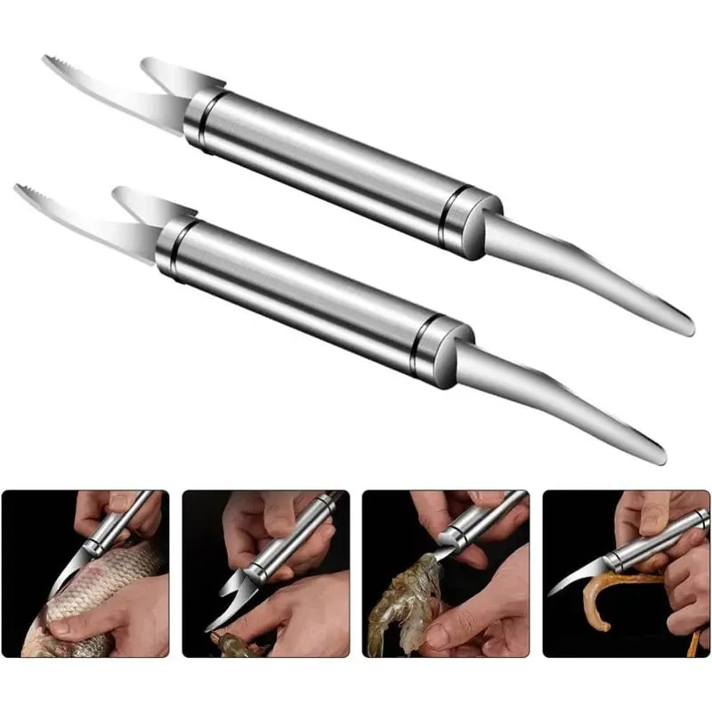 Today Only: $9.9｜5 In 1 Multifunctional Shrimp Line Fish Maw Knife Stainless Steel Shrimp Deveiner Tool Multifunctional Fast Shrimp Peeler Fish Scale Remover Kitchen Fish and Shrimp Duck Intestine Cleaner