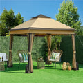 【On Sale】Pop Up Gazebo Outdoor Canopy Shelter, Instant Patio Gazebo Sun Shade Canopy Tent with 4 Sandbags, Double Tiers & Mesh Netting for Lawn, Garden, Backyard & Deck