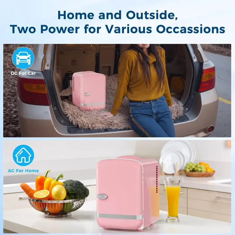 4L Mini Fridge Thermoelectric Cooler & Warmer, Portable Cooler for Skincare/Meds/Drinks, 12V DC/120V AC, 15-20℃ Cooling & 55-65℃ Heating
