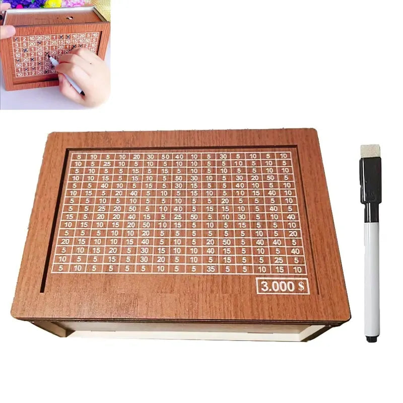 Today Only: $19.9｜Wooden Cash Saving Box, Piggybank, 1/20pcs Cash Saving Challenge Money Organizer Box, Gift for Friends, Wooden Savings Box