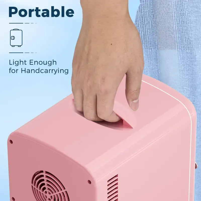 4L Mini Fridge Thermoelectric Cooler & Warmer, Portable Cooler for Skincare/Meds/Drinks, 12V DC/120V AC, 15-20℃ Cooling & 55-65℃ Heating