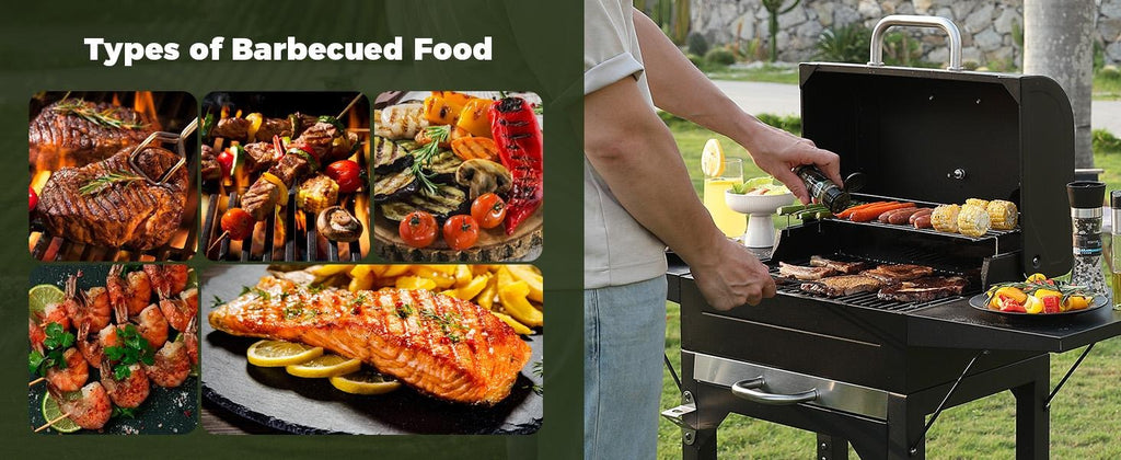 Charcoal Grill with Two Side Tables 332 SQIN Cooking Area Outdoor Smoker Barbecue BBQ Grill for Camping Patio Backyard Party Picnic Black
