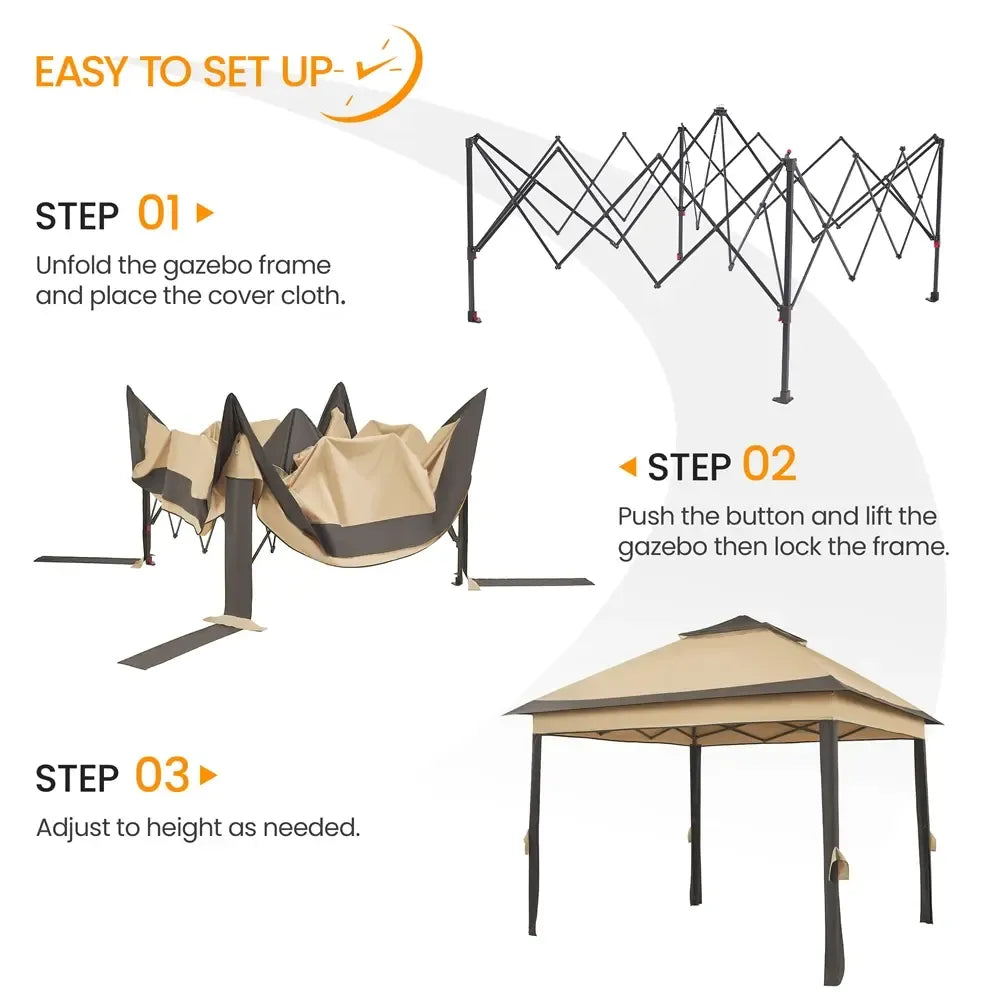 【On Sale】Pop Up Gazebo Outdoor Canopy Shelter, Instant Patio Gazebo Sun Shade Canopy Tent with 4 Sandbags, Double Tiers & Mesh Netting for Lawn, Garden, Backyard & Deck