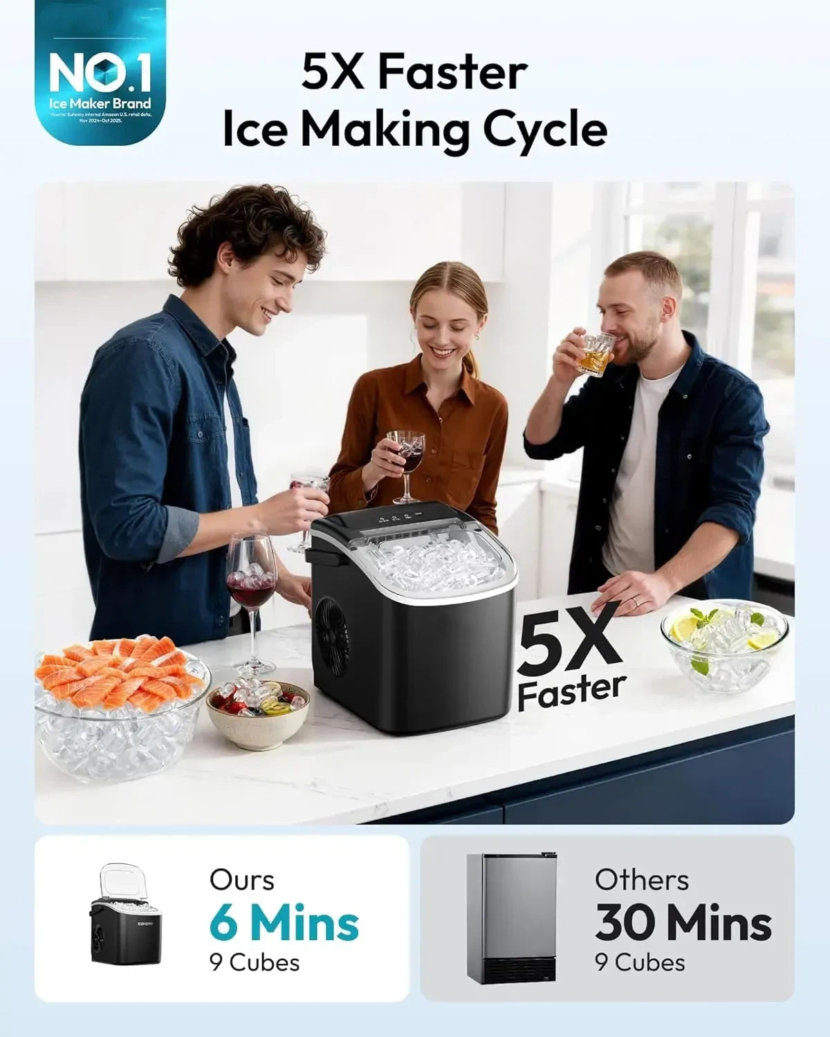 Ice Maker Countertop with Handle, 26lbs in 24Hrs, 9 Ice Cubes Ready in 6 Mins, Auto-Cleaning Portable Ice Maker with Basket and Scoop, for Home/Kitchen/Camping/RV. (2026 New) Utensils
