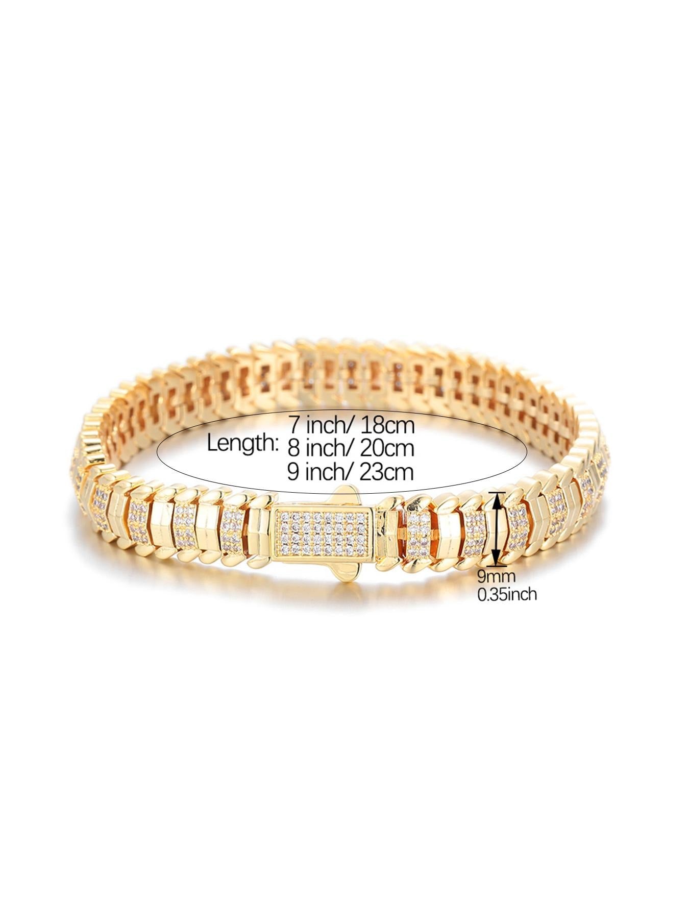 Today Only: $19.9｜9mm Snake Bone Chain Hip Hop Bracelet with Sparkling Synthetic Gemstones, Cubic Zirconia Bracelet, Unisex Luxury Jewelry Gift, Fashionable Accessory for All Occasions