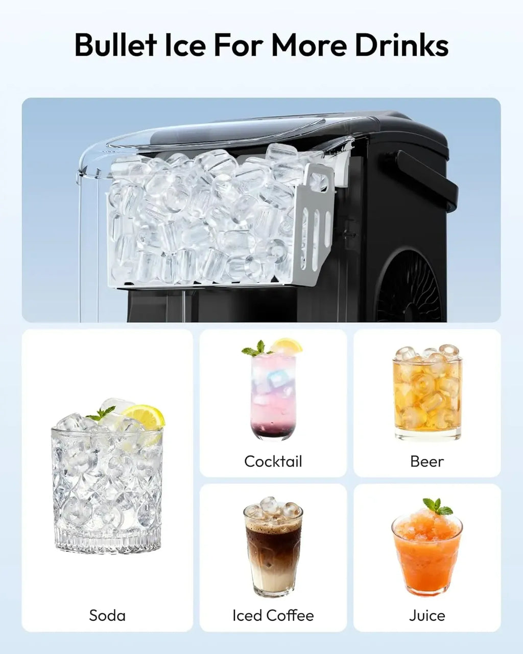 Ice Maker Countertop with Handle, 26lbs in 24Hrs, 9 Ice Cubes Ready in 6 Mins, Auto-Cleaning Portable Ice Maker with Basket and Scoop, for Home/Kitchen/Camping/RV. (2026 New) Utensils