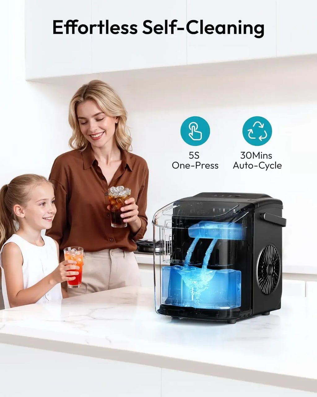Ice Maker Countertop with Handle, 26lbs in 24Hrs, 9 Ice Cubes Ready in 6 Mins, Auto-Cleaning Portable Ice Maker with Basket and Scoop, for Home/Kitchen/Camping/RV. (2026 New) Utensils