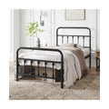 Classic Iron Platform Bed with High Headboard and Footboard