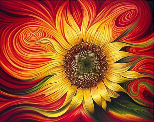 Red Sunflower Paint By Numbers