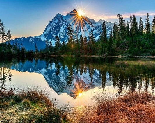 Snow Sunset Mountain